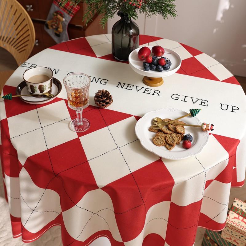 Vintage Nordic Check Tablecloth Red Green Plaid New Photo Backdrop Decor