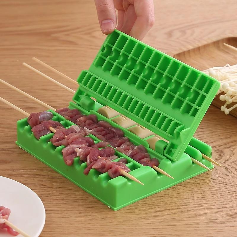 Food Grade Plastic Kebab Skewer Maker Quick Easy Use Time Saving For Barbecue Grilling Party For Home Outdoor Grilling