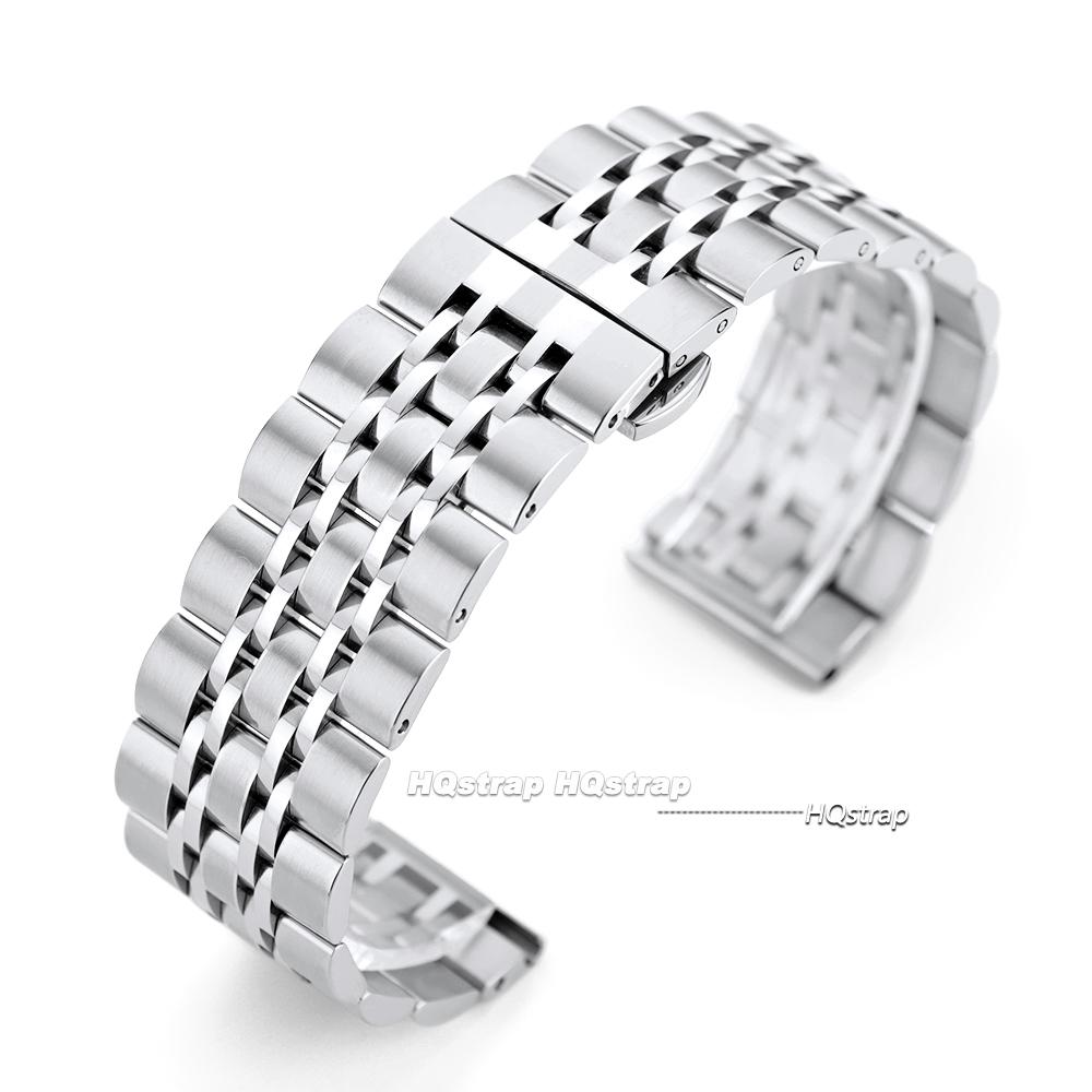 

Stainless Steel Seven Bead Watch Strap 20mm 22mm Solid Butterfly Buckle Universal Watchband Accessories Quick Release Bracelet 20mm