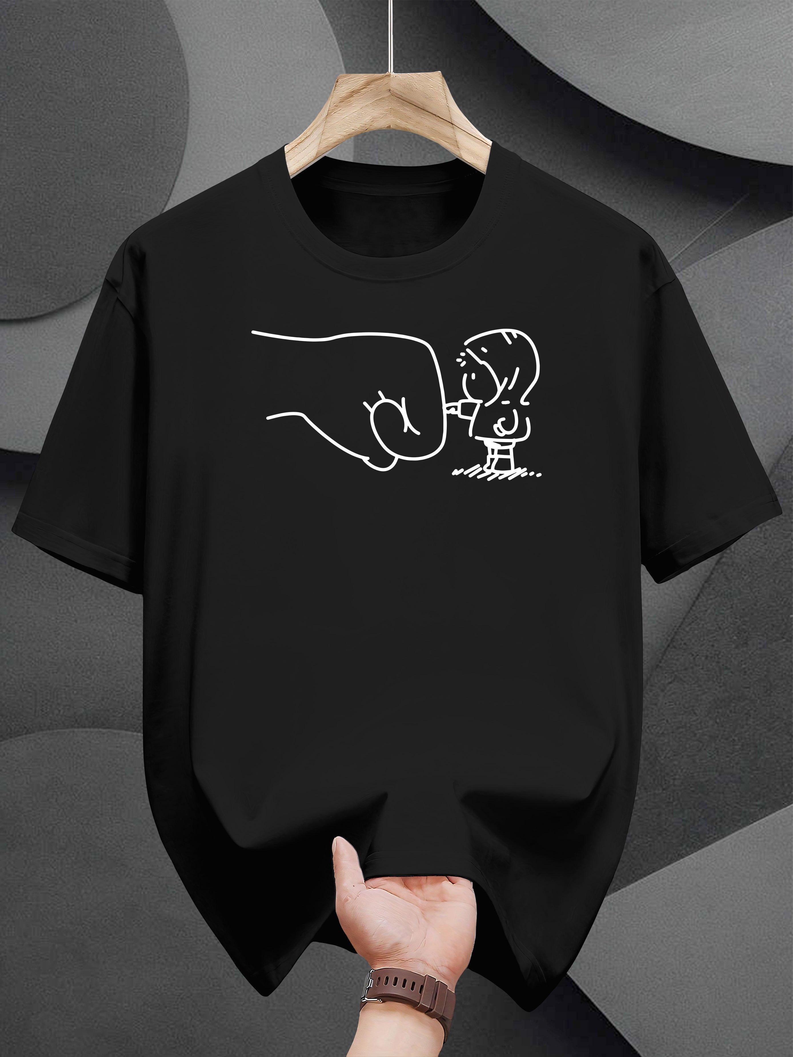 100% T-shirt with Minimalist Line Art Print - White Casual Summer Tee S
