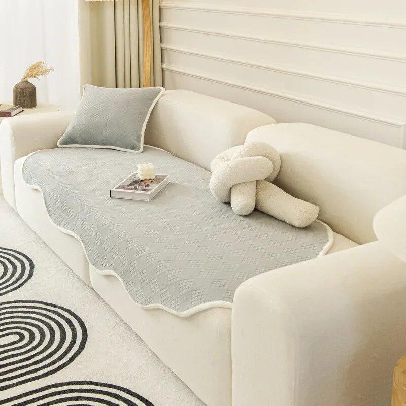 Nordic Irregular Shaped Sofa Mat Four Seasons Universal Sofa Towel Solid Color Thick Couch Cover for Living Room Sofa Decor