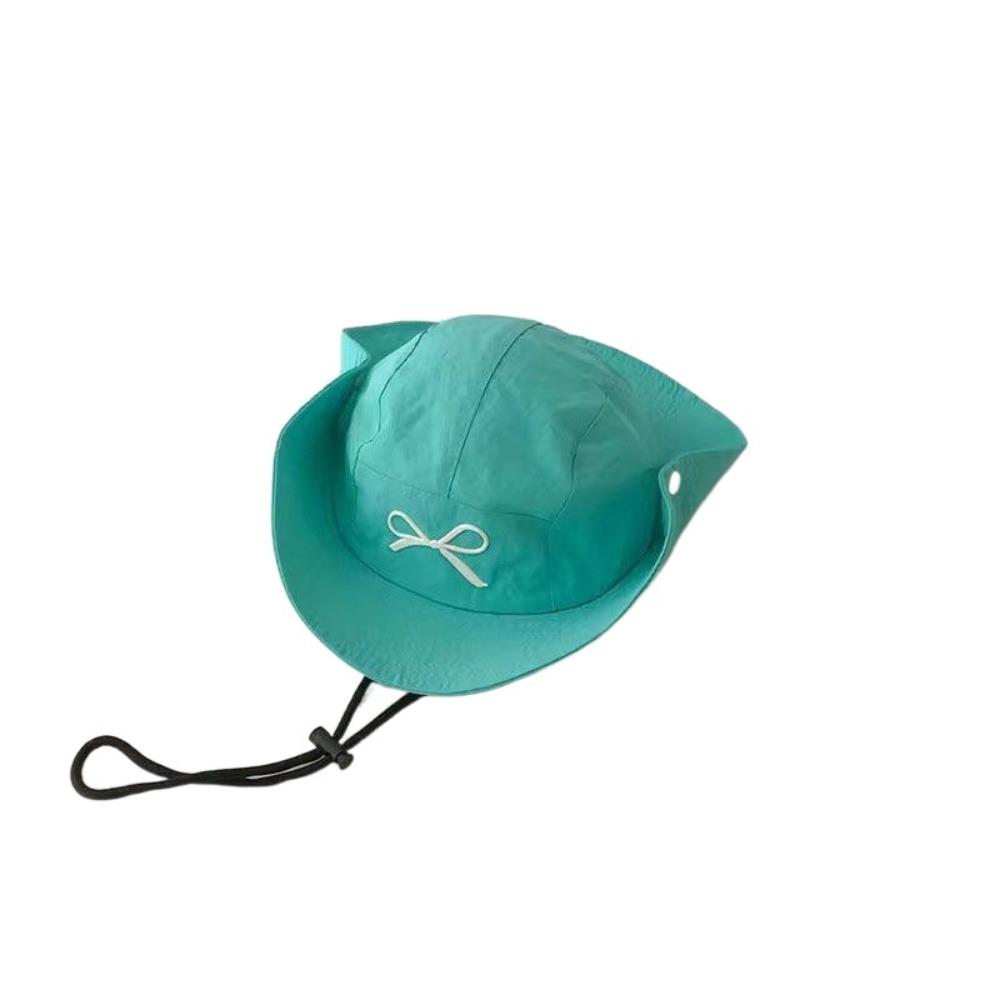 

Anti-UV Children s Fisherman Hat Bow Embroidery Bucket Cap New Summer Kid Sunhat for Girls Boys синій