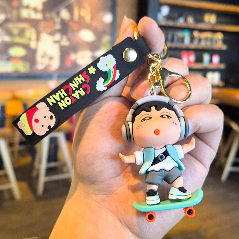 New Crayon Shin-Chan Keychain Anime Figures Colorful Series Surfing Cartoon Car Key Chain Kids Toys Fans Gift Ornament