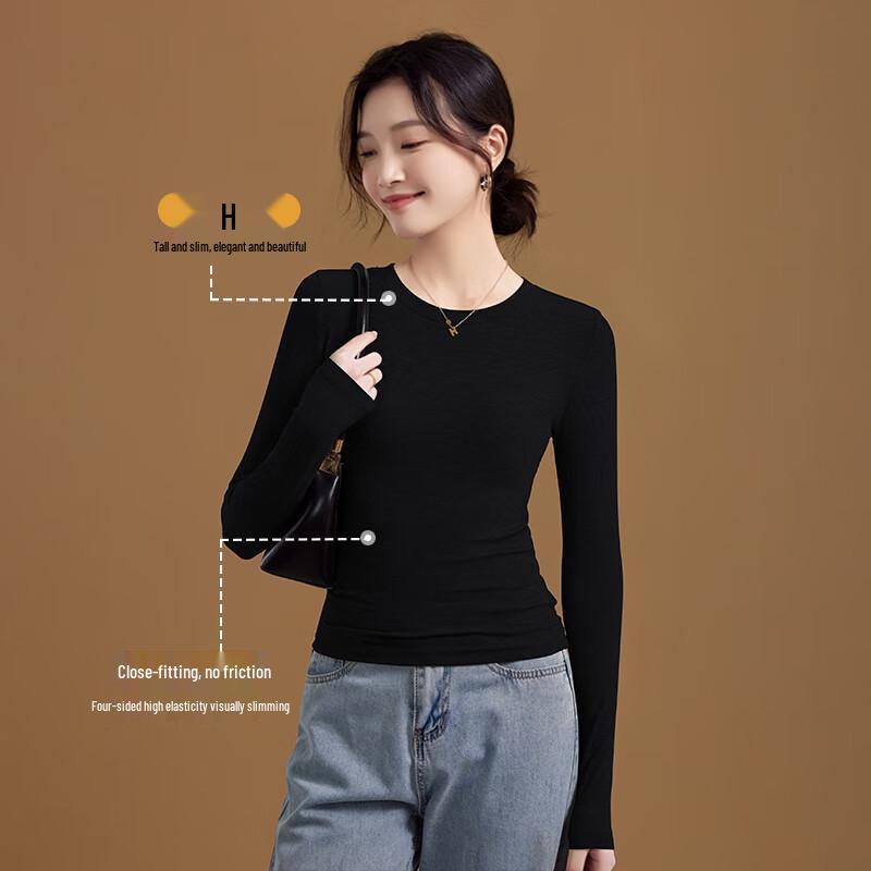 Women's Slim Fit Round Neck Long-Sleeve T-Shirt