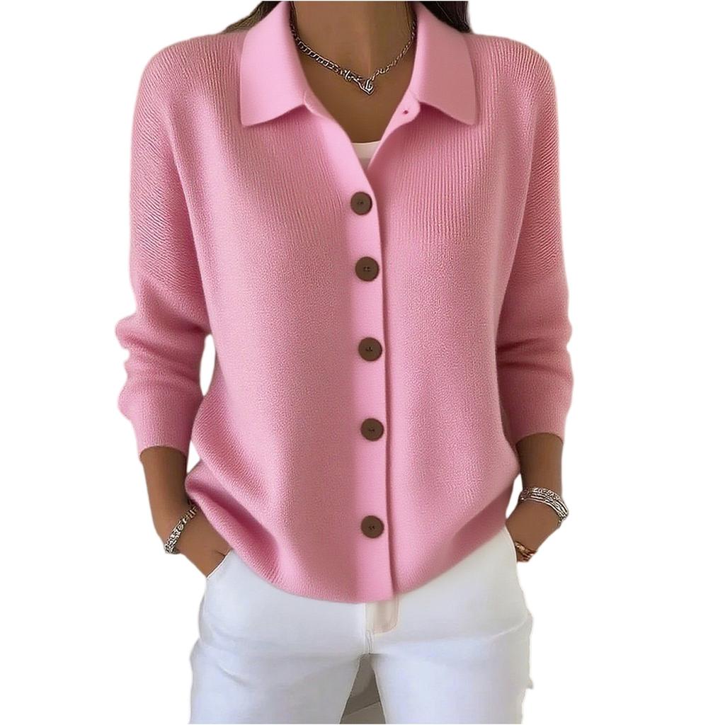 Women's Fashionable Long-sleeved Solid-color Pullover Knitted Sweater Top