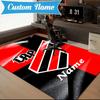Custom Name Black Stripes Athletico Crest Rug Game Carpet, Floor Mat for Bedroom Living Room Entryway Rug, Home Decor Gift for Christmas Birthday