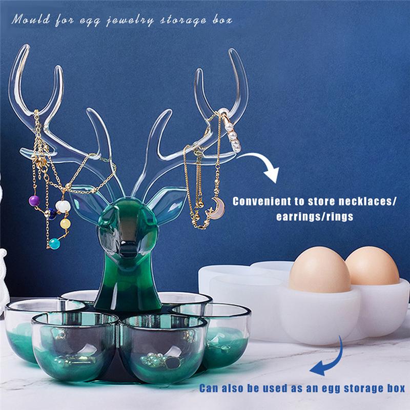 Epoxidharz-Silikonform zum Selbermachen, Kristall-Epoxid, Hirschei, Schmuck, Ohrringe, Schmuckset, Aufbewahrungsbox