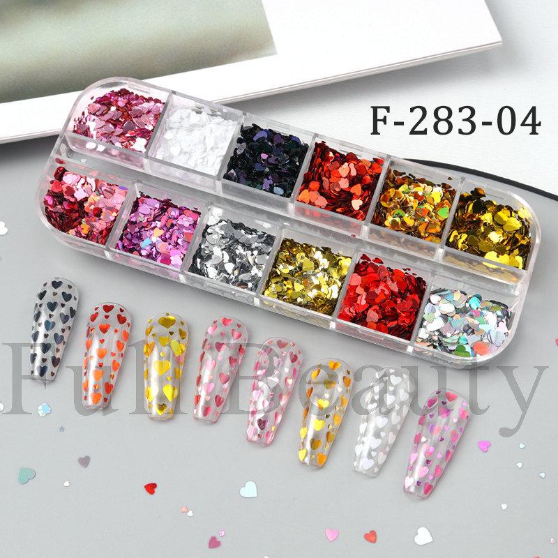 Nail Art Sequins 12 Grids Romantic Valentine's Day Love Size Mixed Boxed Sequins Nail Sequins