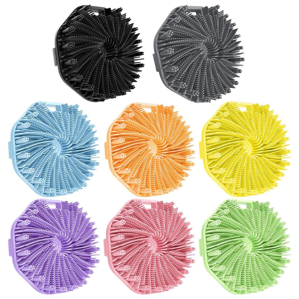 Silicone Shower Brush with Handle Exfoliating Body Scrubber Back Massage Brush (Wall Mountable)