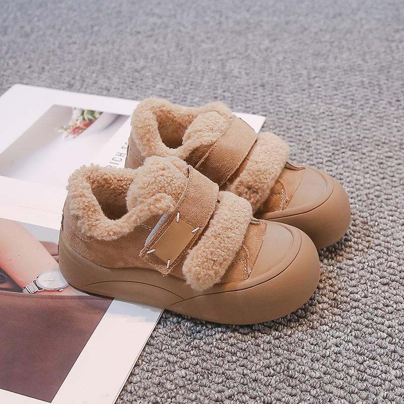 Winter New Children's Shoes Sanded Leather Soft Bottom Cookie Shoes Warm Thick Bottom Boys and Girls Cotton Shoes
