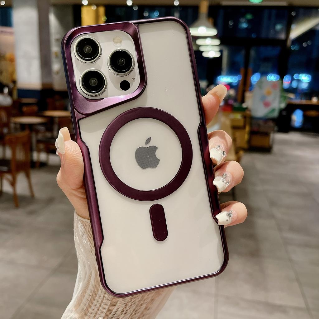 Luxury Magnetic Wireless Charging Clear Armor Case For iPhone 15 Pro 14 Plus 13Pro 12 11 Pro Max Magsafe Matte Plating Bumper Cover