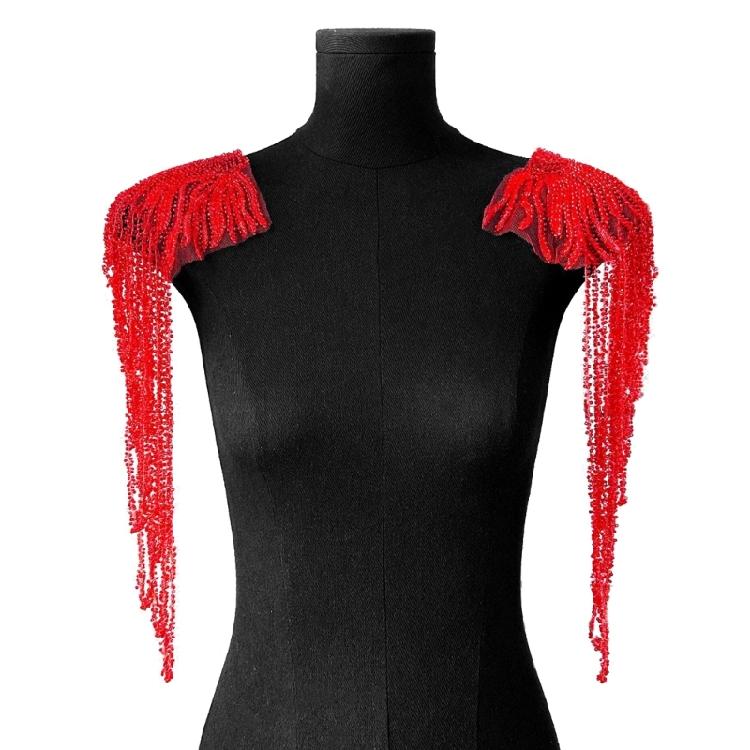 Pair Of Sequins Fringe Shoulder Patches For Party Attire Comfortable Long Wear Decorative Accent