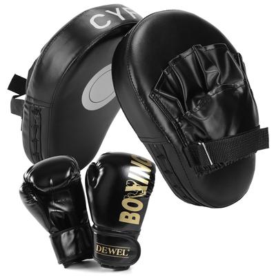 DEWEL Boxhandschuhe und Pratzen Schlagpratzen für Kampfsport und Stress Unisex-Set, 4-teiliges Set, Kampfkünste, Karate, Training, Übung, Entspannung,