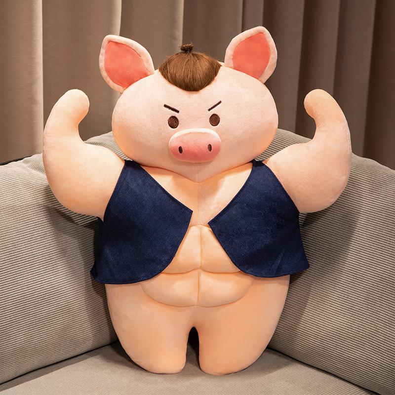 Big Muscle Pig Plush Toys Stuffed Muscle Pig Doll Boyfriend Huggable Pillow Girlfriend Birthday Gift 55/70cm