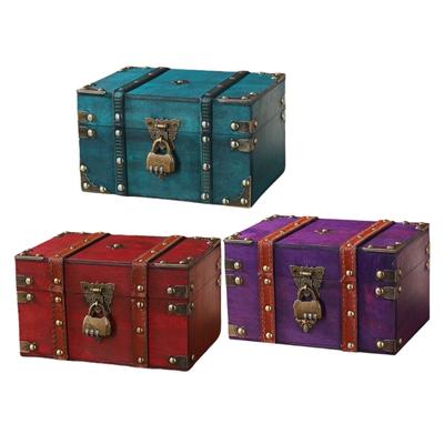 Wooden Jewelry Storage Box with Lock Handmade Treasures Chest for Home Or Office Decoration Escape Room Accessories