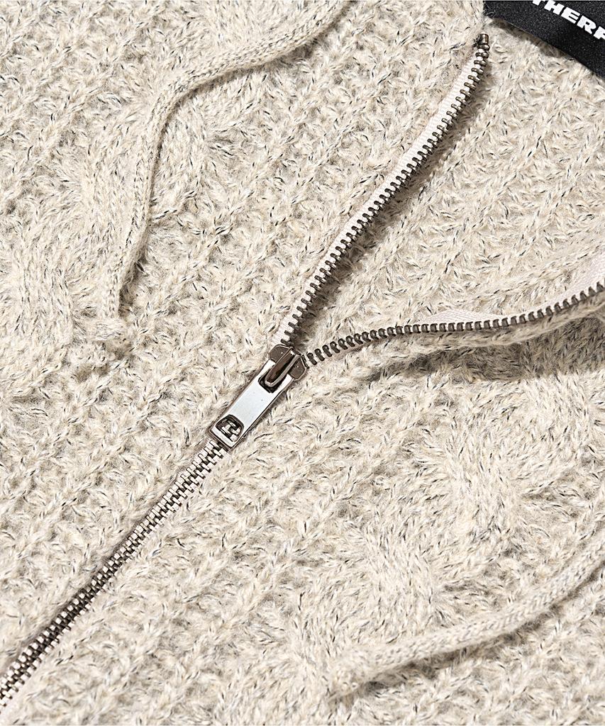 Otherfits Cable Weight Knit Zip-Up Hoodie (Beige)