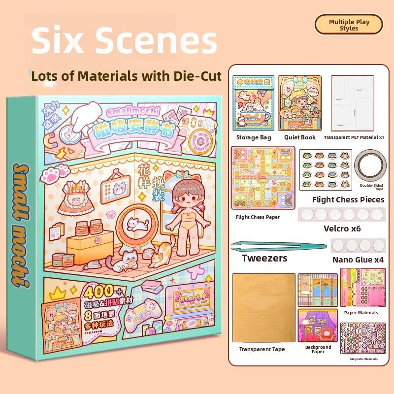 Small Mochi Quiet Book Ancient Style Dress-Up Stickers 3D Book DIY Toys for Girls Changeable Costume Puzzle Book