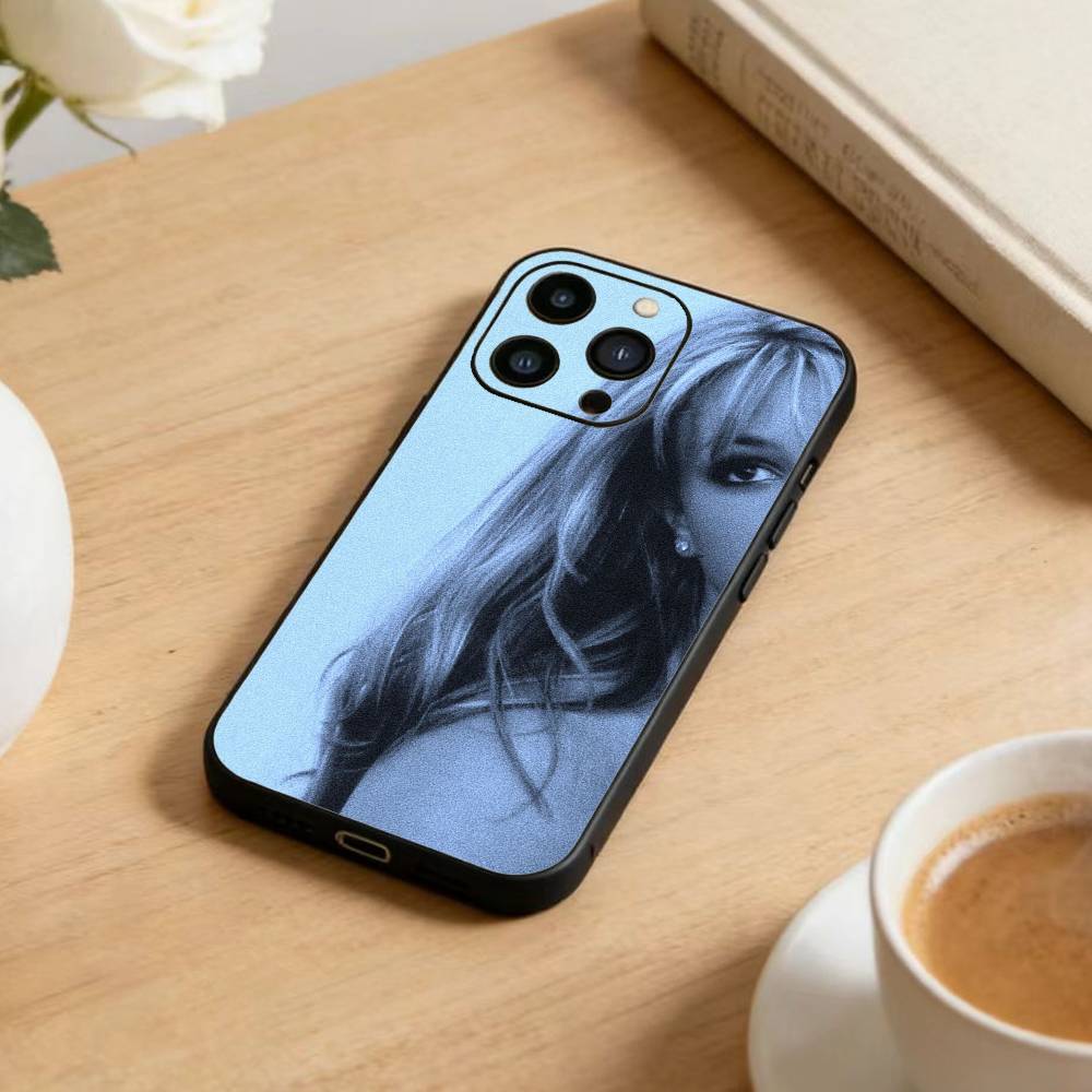 Singer V-Britney Spears Phone Case For iPhone17,16,15,14,13,12 Plus,Max Soft Silicone Black Cover