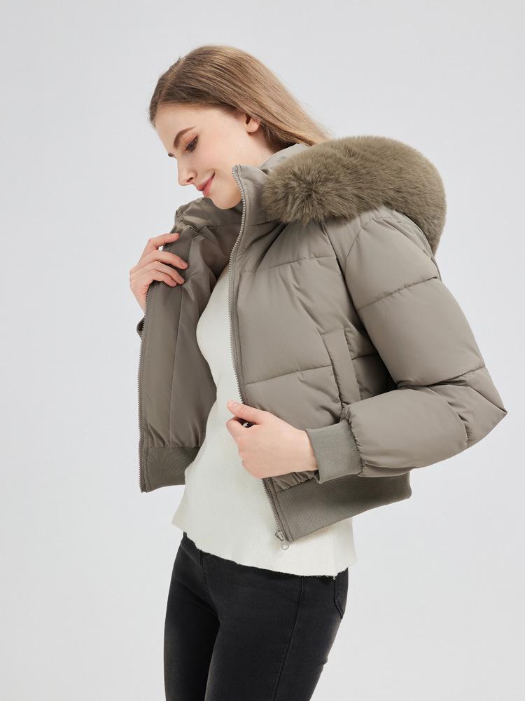 European & American Design Hooded Fur Collar Women's Winter Coat 2025: Short Style Cotton Jacket