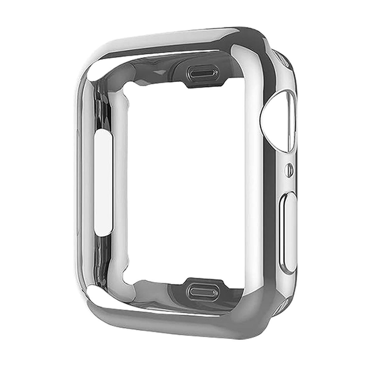 

Мягкий защитный чехол с гальваническим покрытием TPU для Apple Watch SE/S10 44mm серебряный