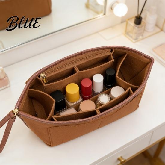 Travel Purse Organizer Insert Felt Multi-compartment Bag Handbag Shape Protector with Zipper Pocket for Women