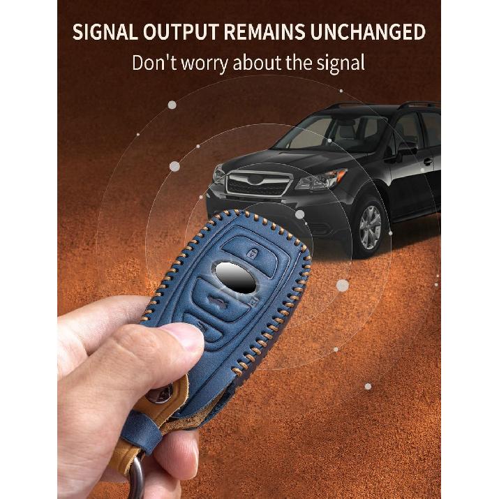 For Subaru Key Fob Cover Leather Car Key Case Keychain Fob Holder Compatible For Forester Impreza Outback Legacy STI WRX BRZ Crosstrek Ascent
