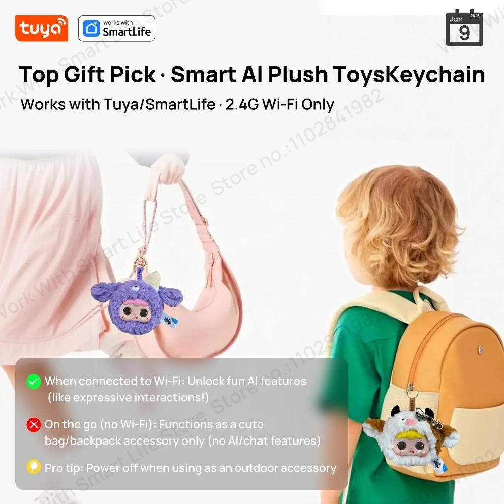 Tuya Chytrý plyšový robot s AI, LED očima a hlasovým ovládáním, Interaktivní chytrá hračka, USB dobíjecí společník pro děti, Dárky/Chytrá domácnost