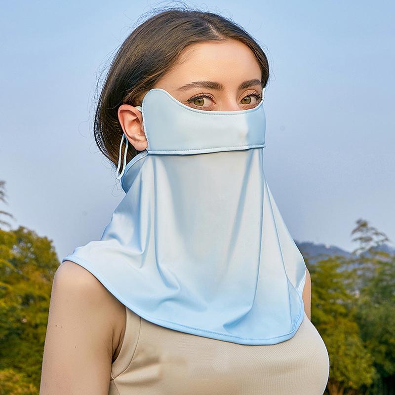 Ice Silk Cycling Bandana Face Cover Half Mask Hang-Ear Ice Silk Neck Gaiter Cool Tube Scarf Sport Running Hiking Hunting