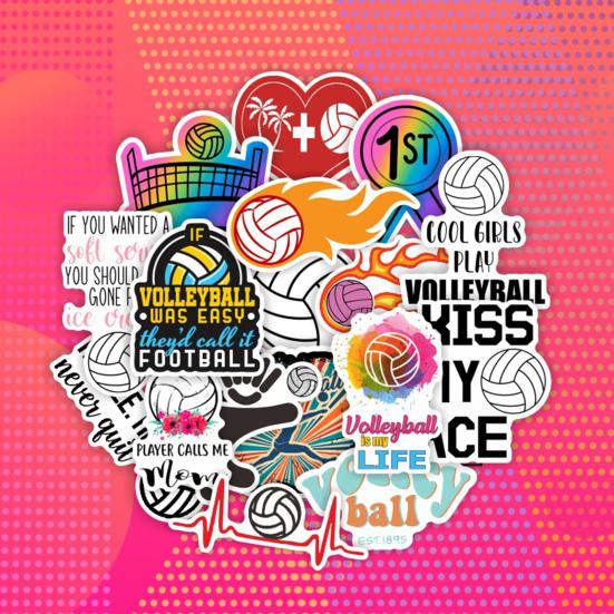50Pcs Eye-catching Widely Use Attractive Volleyball Theme Decorative Waterproof Skateboard Decal Refrigerator Sticker