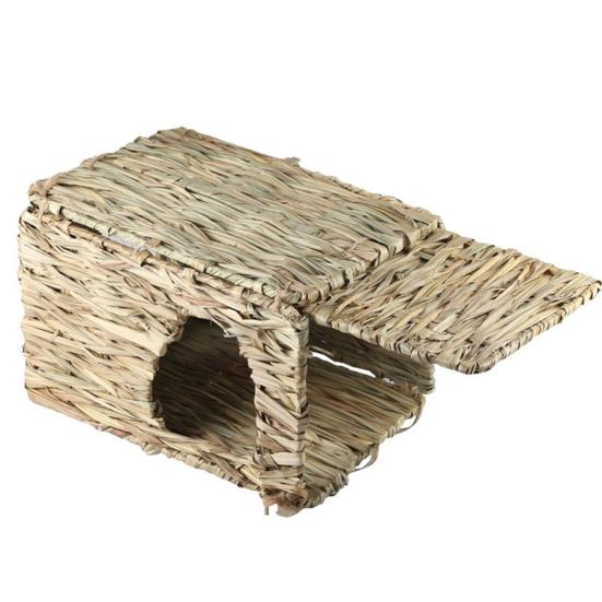 Woven Grass Straw Small Pet Rabbit Hamster Cage Nest House Chew Toy Foldable Bed