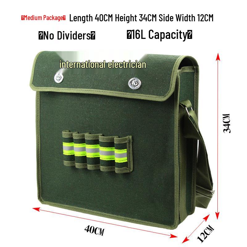 Thickened Canvas Electrician Tool Bag - Multifunctional, Durable Pouch for Construction & Repair, Available In Large and Medium Sizes