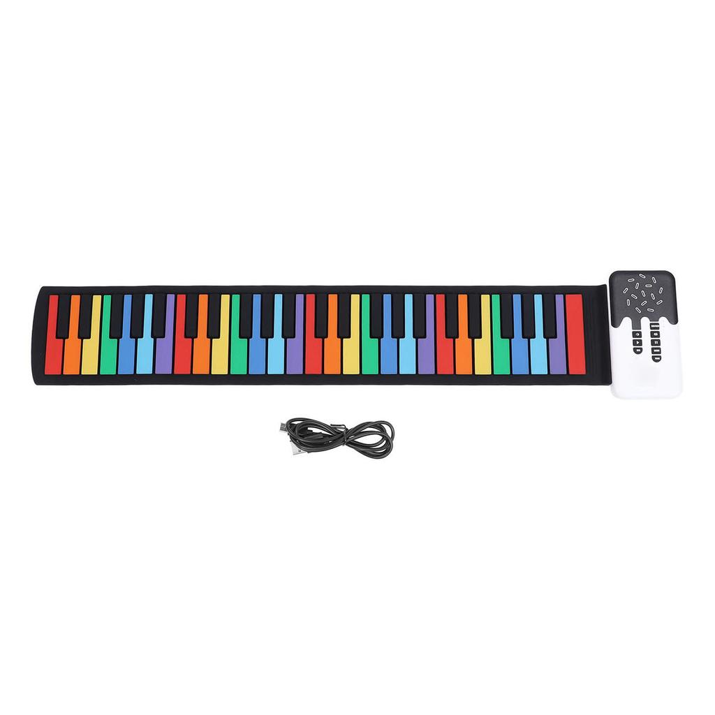 49 Keys Portable Piano Silicone Foldable Hand Rolled Colorful Keyboard Piano Pad Built In Speaker