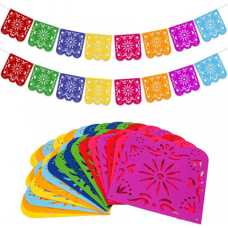 Mexican Party Decorations Banner Colorful Día De Los Muertos Papel Picado Banner Carnival Birthday Baby Shower Party Decor 5