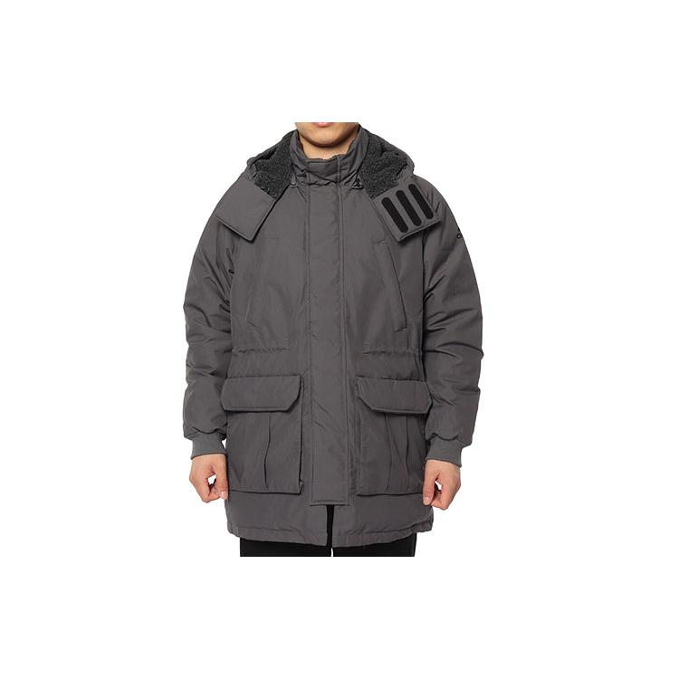 Мужская пуховая куртка Adidas Серая с капюшоном Умеренно теплая пуховая куртка DM1940 L