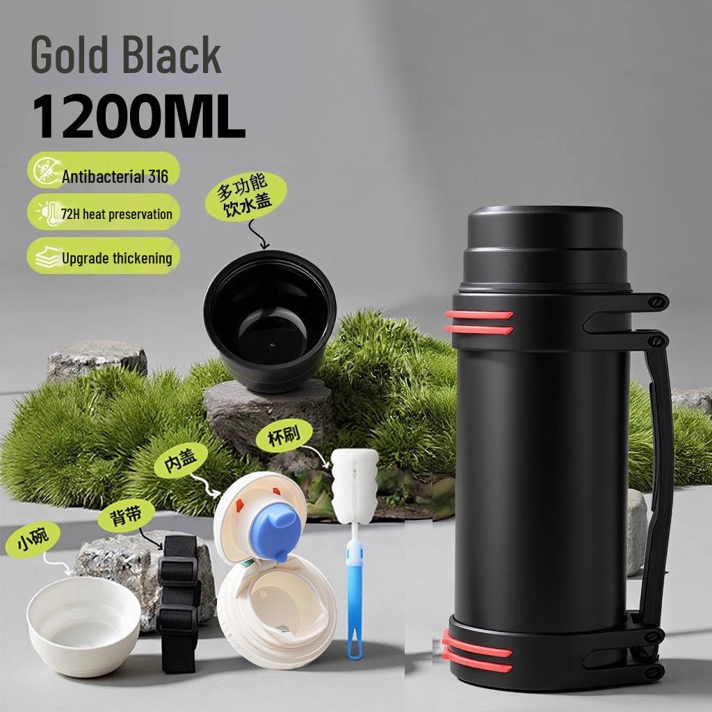 Large 5L Stainless Steel Insulated Thermos for Men - Portable Outdoor Travel Water Bottle