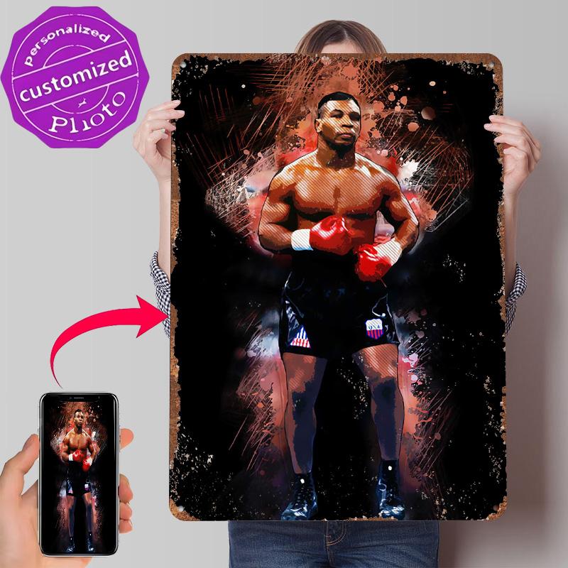 Mike Tyson Metal Poster Customized Wall Art Retro Vintage Metal Signs for Man Cave Gaming Room Decoration Cozy Home Decor Items