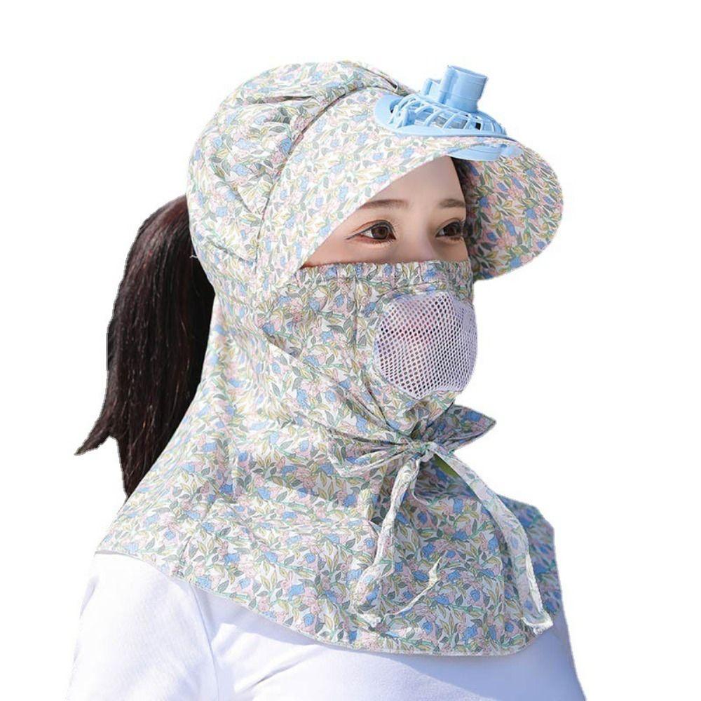 With Electric Fan Fan Camping Hat Breathable Sunscreen Hat New Face Hood Hat  Outdoor