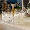 Glasbecher mit Blumenmuster, bleifreier Wasser-/Kaffeebecher, 300 ml