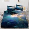 Blue Anime Duvet Cover Set Cartoon Bedding Set with 2 Pillowcases Zipper Closure 3-Piece Quilt Cover Adults Double Size