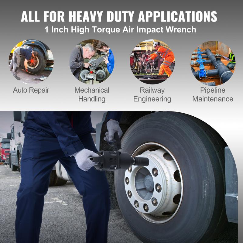SucceBuy Air Impact Wrench Up to 2730ft-lbs Reverse Torque Output 1"Pneumatic Impact Gun for Heavy Duty Repairs and Maintenance