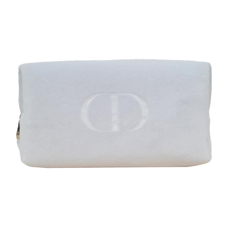Dior White Velvet Cosmetic Pouch Makeup Bag Portable