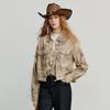 Damen Retro Kurze Jeansjacke aus reiner Baumwolle