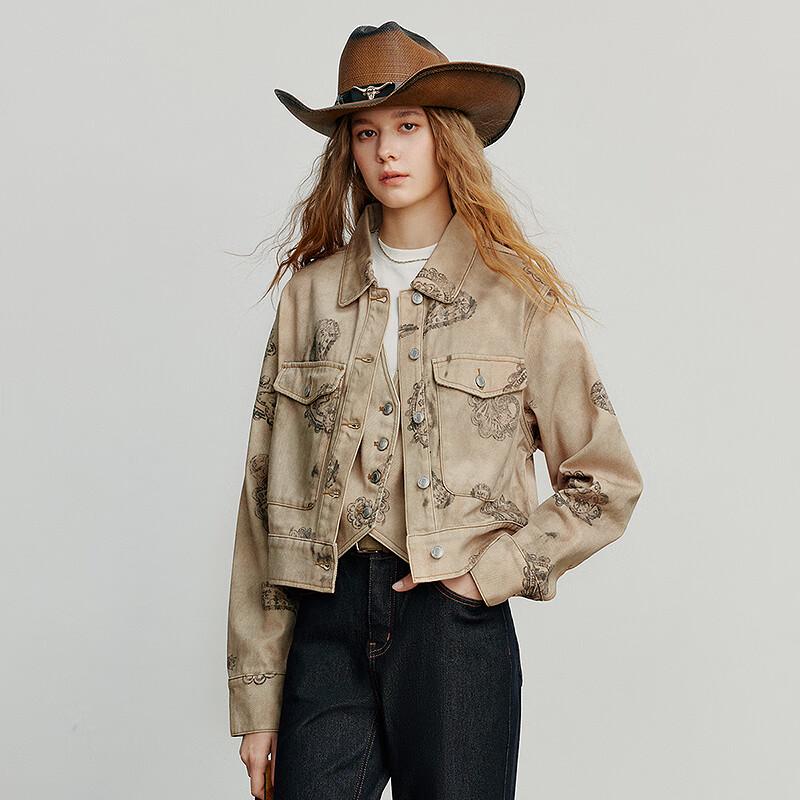 Damen Retro Kurze Jeansjacke aus reiner Baumwolle