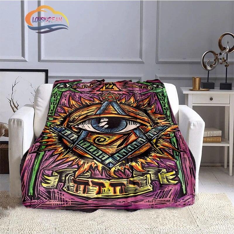 Fashion Patterns Masonic Portable Sofa Blanket Freemason Flannel Warm Four Seasons Camping Blanke Freemasonry Multi Size Blanket