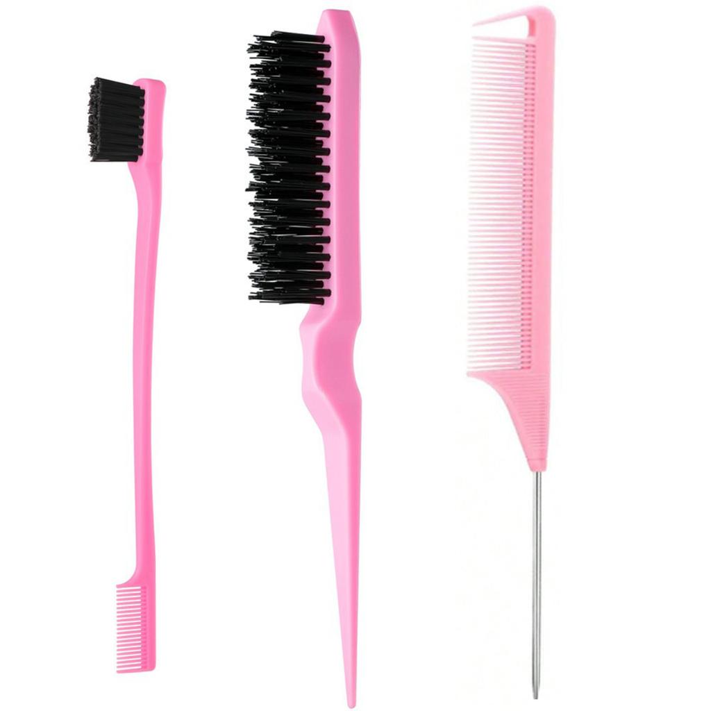 3-Piece Hair Styling Comb Set with Triple Tear Hair Brush, Mouse Tail Comb Edge Brush, Salon Hair Styling Tool, Hair Tail Tool