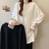 Plus Size Velvet Buttoned Long Sleeve T-Shirt for Women - Autumn/Winter Slimming Loose Fit