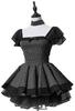 Maid Gotik Lolita Retro Schwarz-Weiß Gestreiftes Lolita Cosplay Rüschen Lolita Kurzarm Kostüm Ordentlich und Perfekt für Cafés und Freizeitparks
