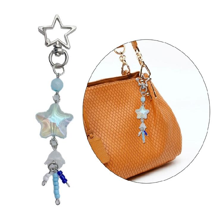 Sweet Star Heart Bead Charm Pendant Chain Phone Straps Pocket Keychain Strap