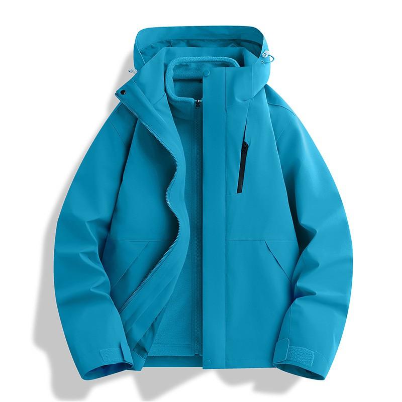 Couple 3-in-1 Waterproof Jacket Solid Color Outdoor Casual Sport Coat Men Women