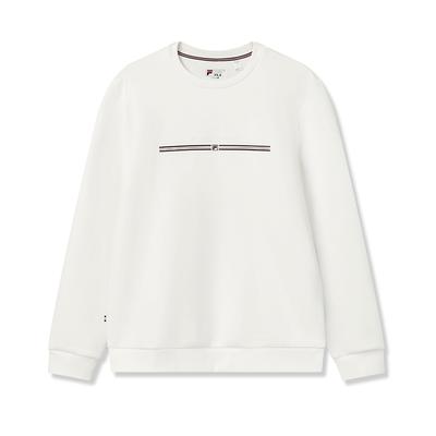 Fila Heritage Fashion Classic Retro Casual Versatile Soft Comfortable Crew Neck Pullover Sweatshirt Men Sweatshirt Cloud-Mushroom-White F11M618216FWT